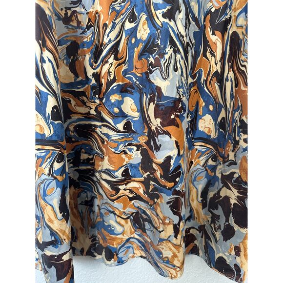 Abercrombie & Fitch Satin Slip Midi Dress Marble Print Multicolor Sz Large - Picture 6 of 11